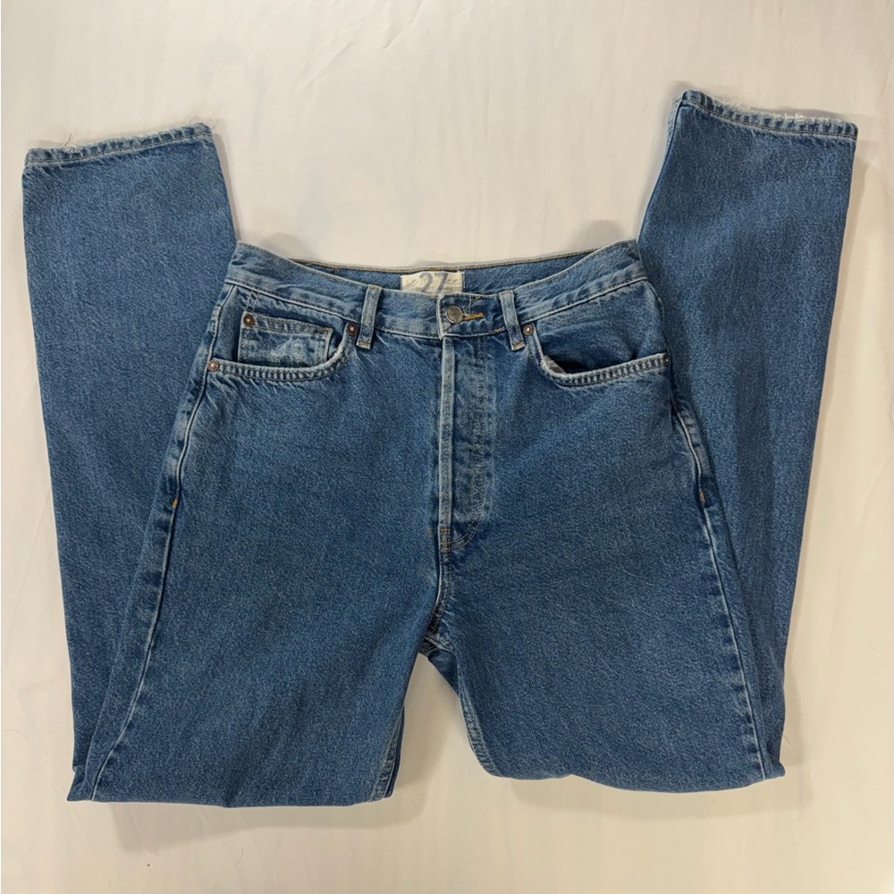 We The Free Women's The Lasso High Rise Straight Leg Distressed Jeans Sz 27